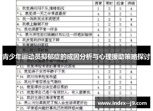 青少年运动员抑郁症的成因分析与心理援助策略探讨